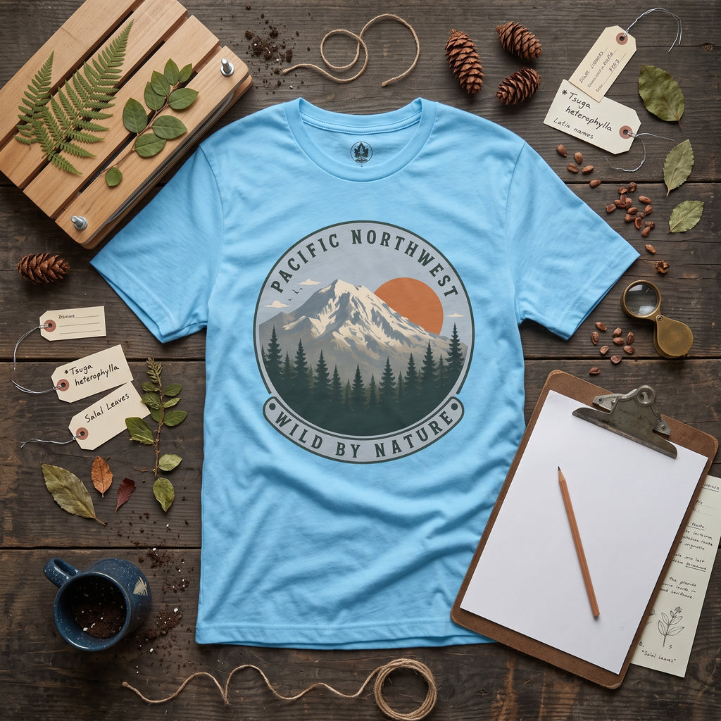 Pacific Northwest Mountain T‑Shirt — “Wild by Nature” Tee