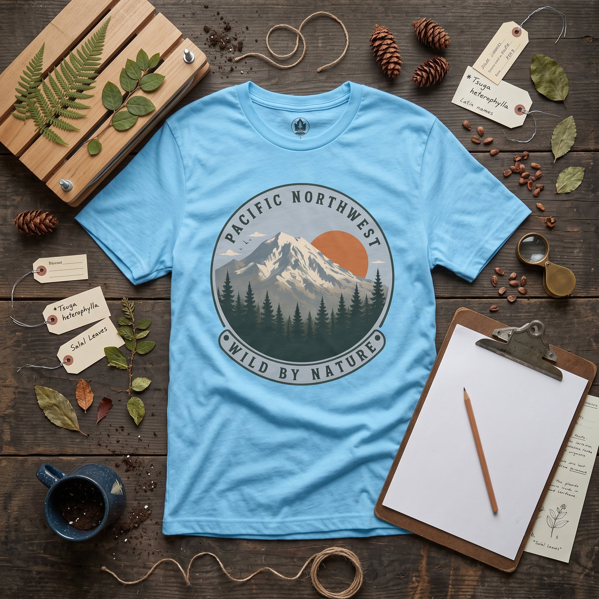 Pacific Northwest Mountain T‑Shirt — “Wild by Nature” Tee