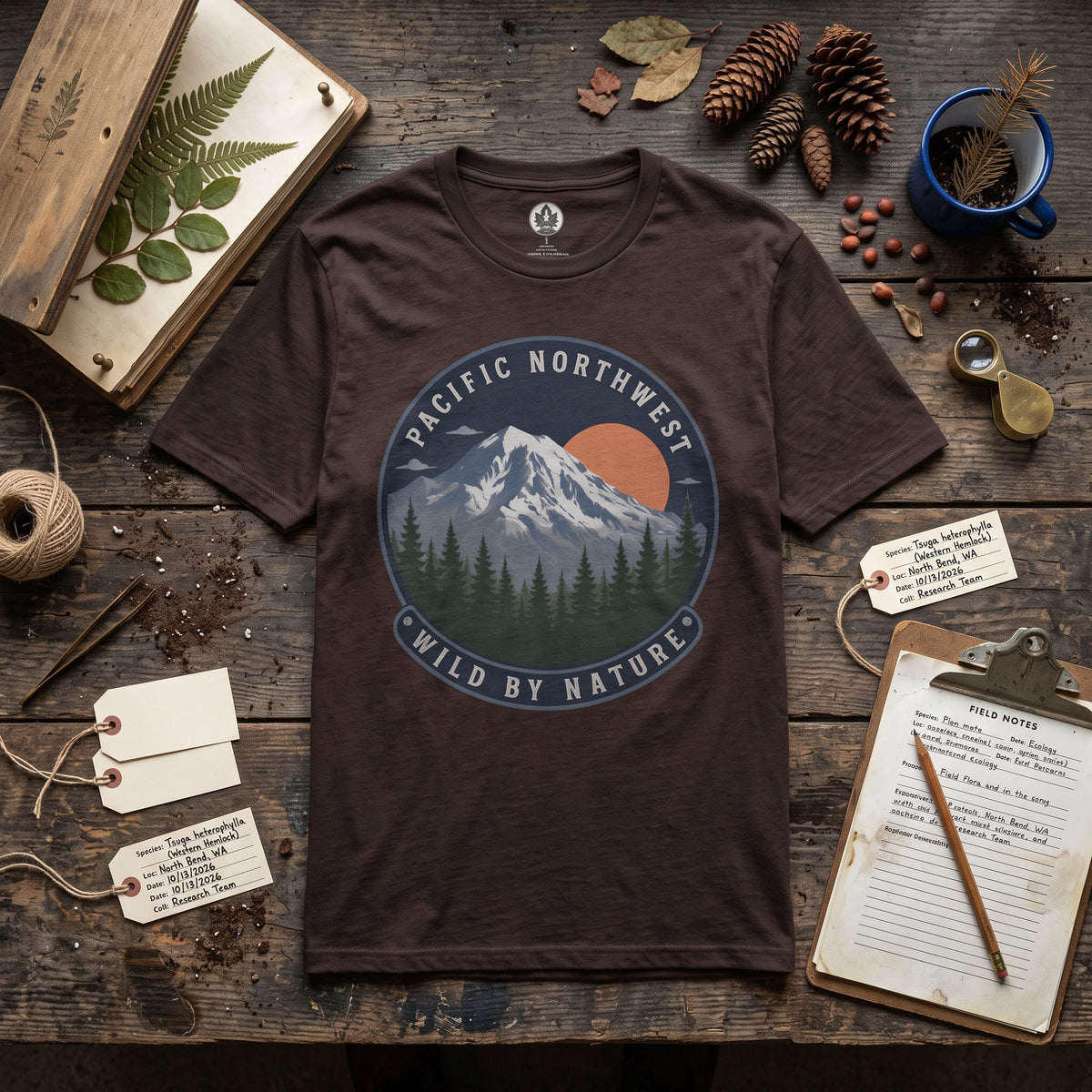 Pacific Northwest Mountain T‑Shirt — “Wild by Nature” Tee