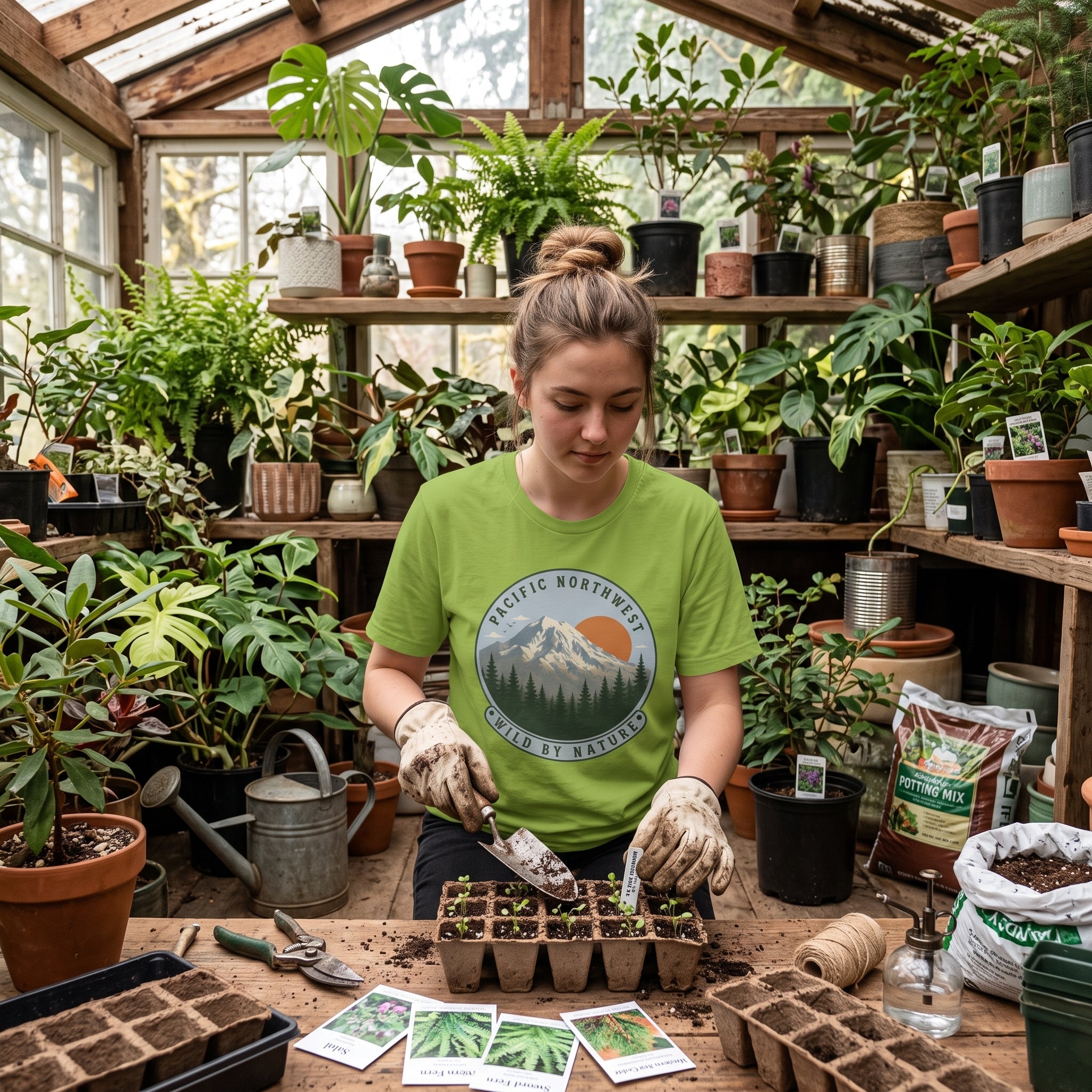 Pacific Northwest Mountain T‑Shirt — “Wild by Nature” Tee