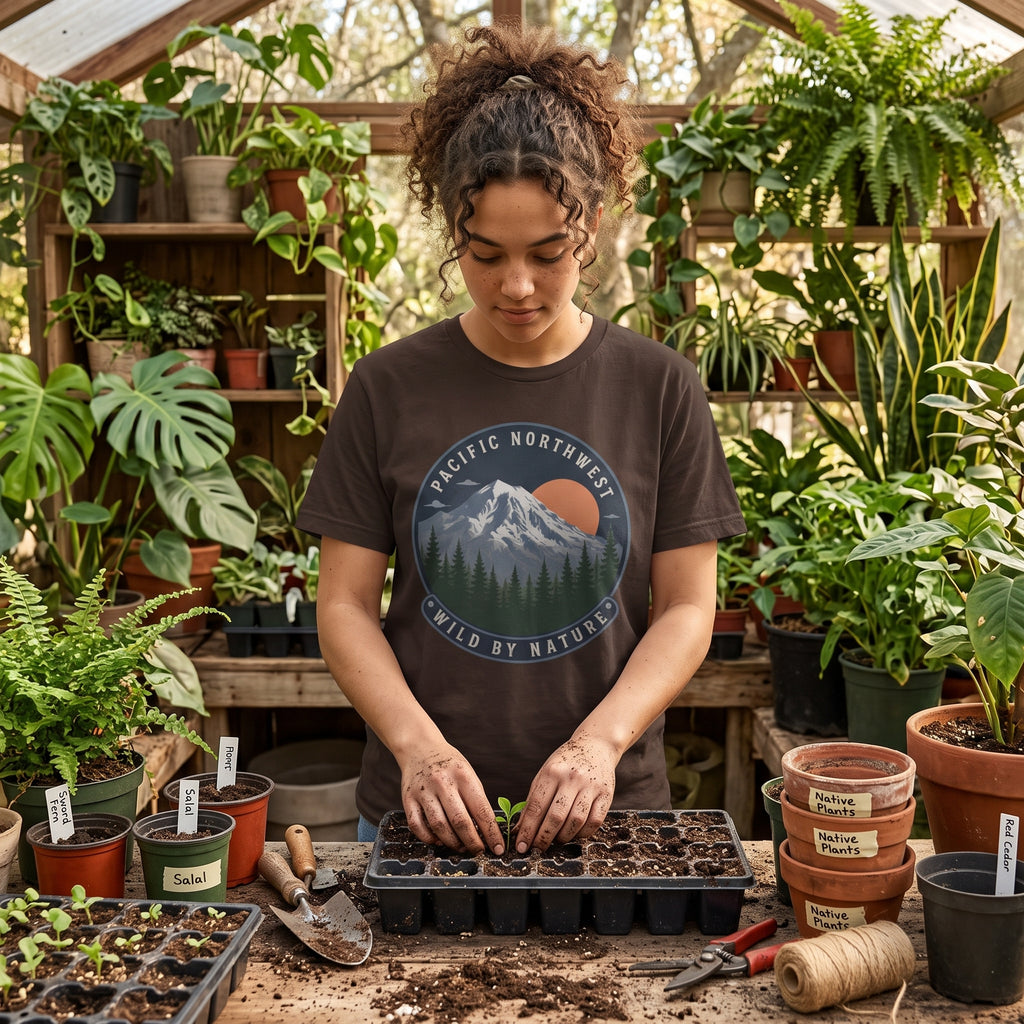 Pacific Northwest Mountain T‑Shirt — “Wild by Nature” Tee