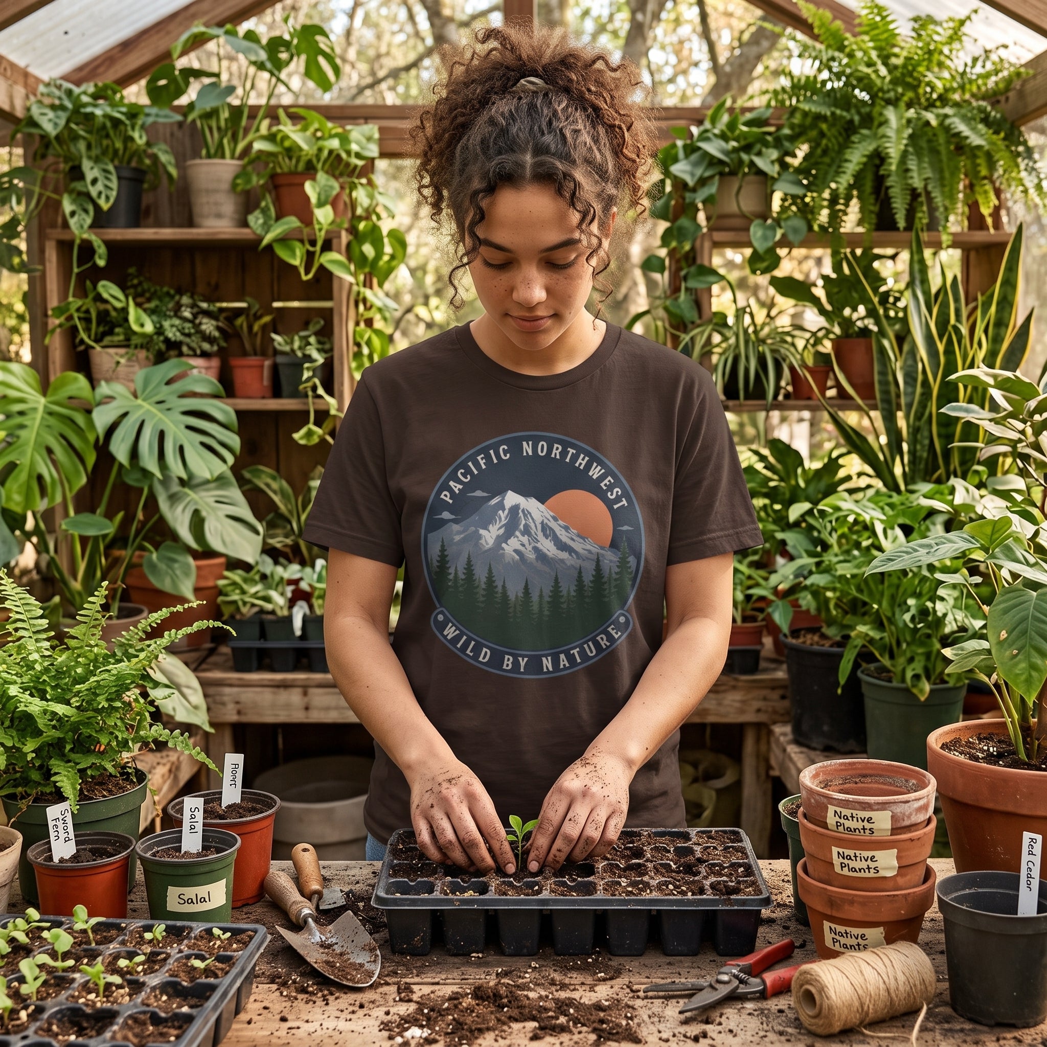 Pacific Northwest Mountain T‑Shirt — “Wild by Nature” Tee