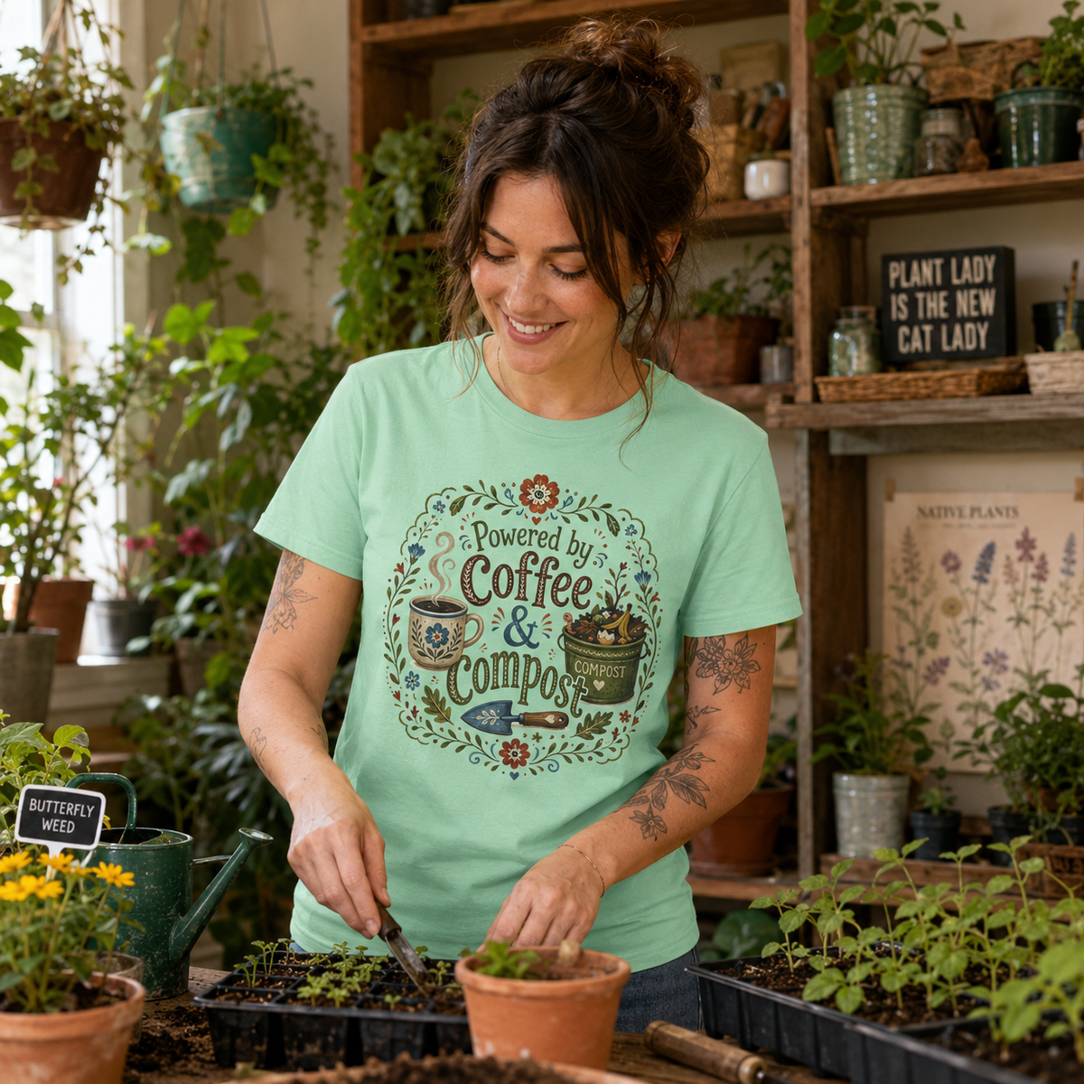 Powered by Coffee and Compost T‑Shirt