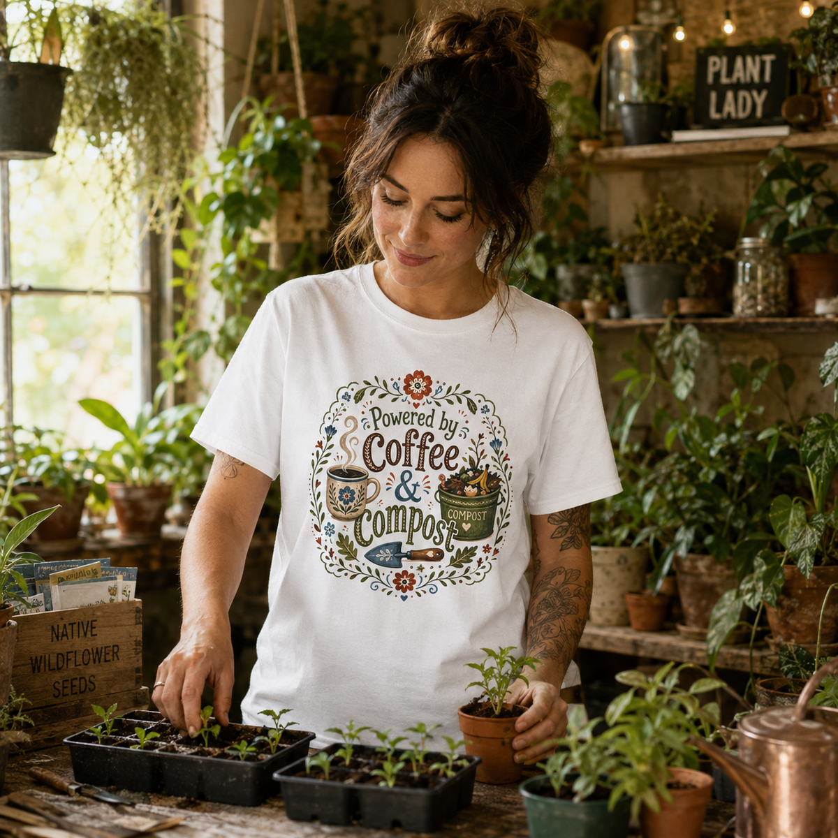 Powered by Coffee and Compost T‑Shirt