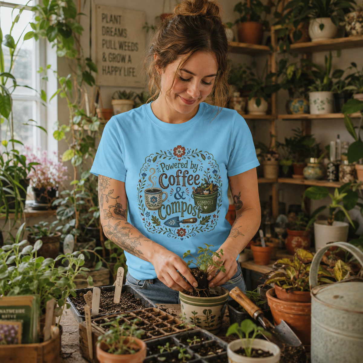 Powered by Coffee and Compost T‑Shirt