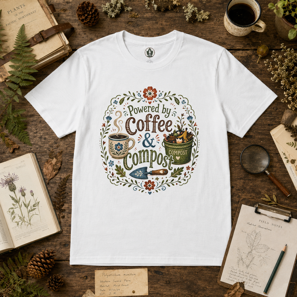 Powered by Coffee and Compost T‑Shirt