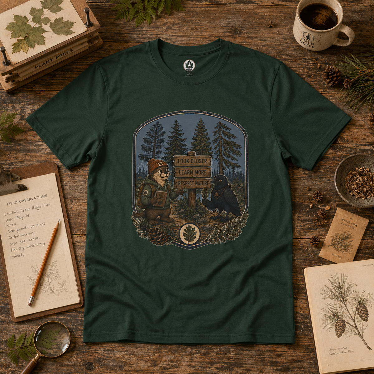 Look Closer, Learn More, Respect Nature T‑Shirt