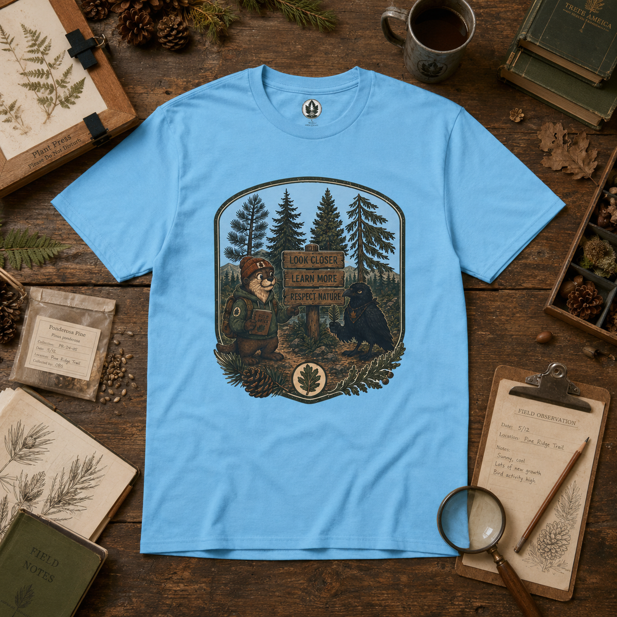 Look Closer, Learn More, Respect Nature T‑Shirt