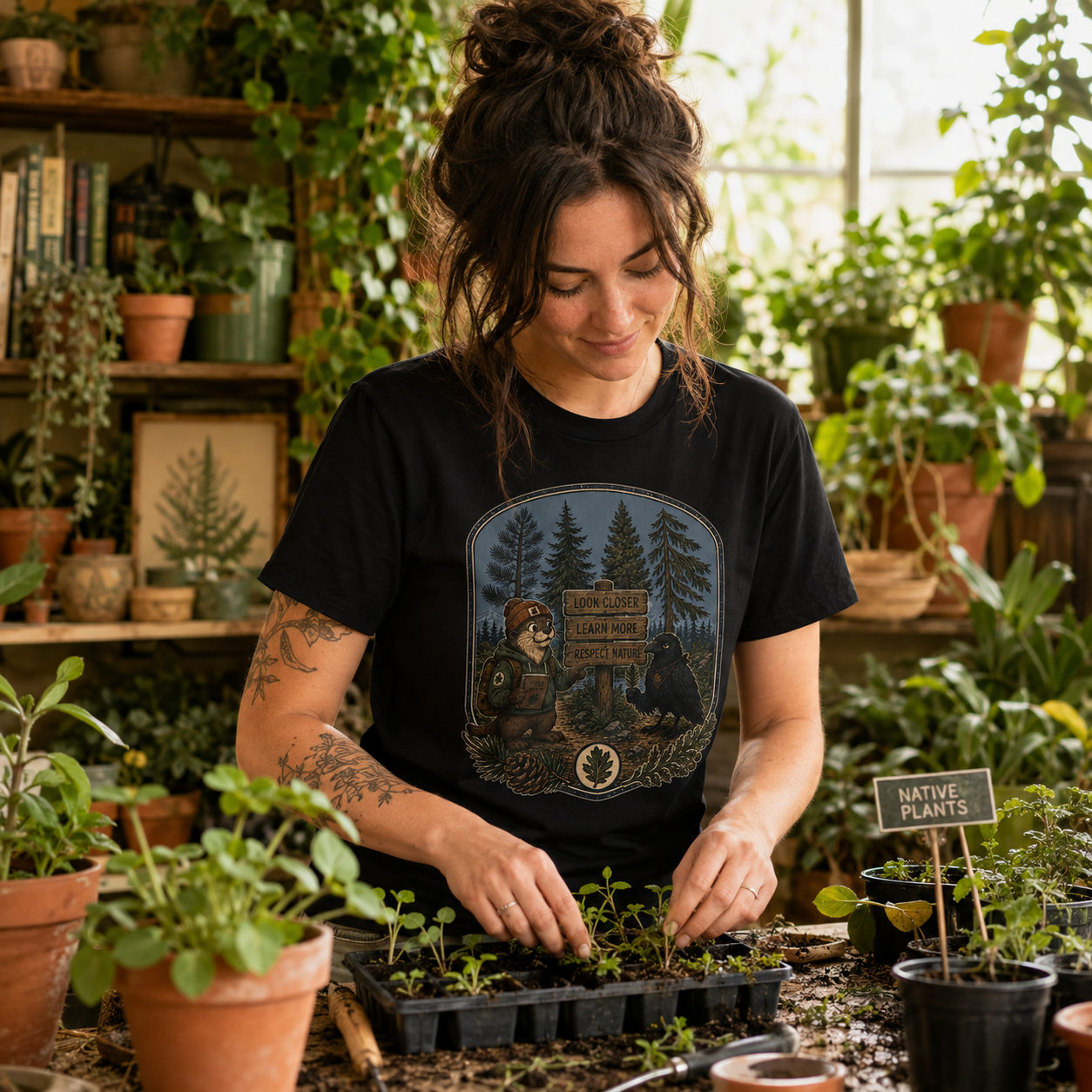 Look Closer, Learn More, Respect Nature T‑Shirt
