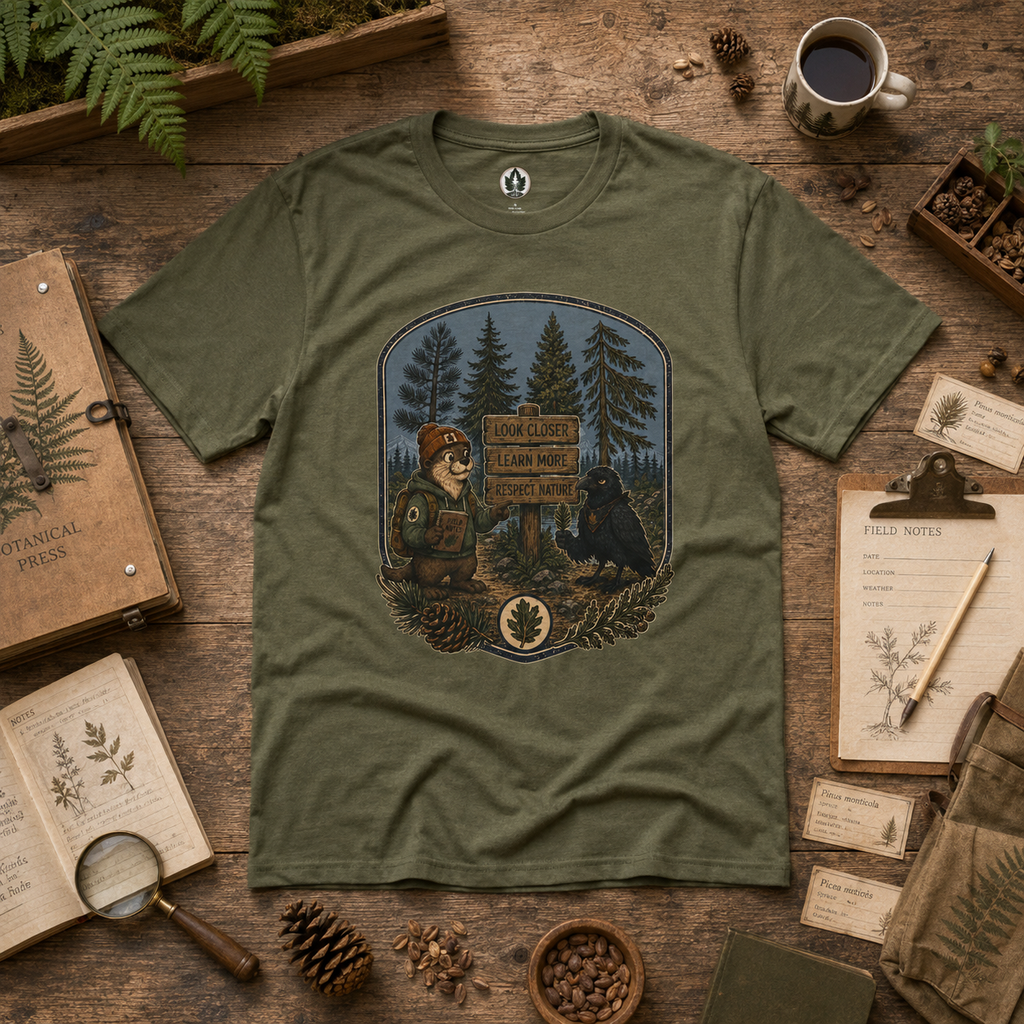 Look Closer, Learn More, Respect Nature T‑Shirt