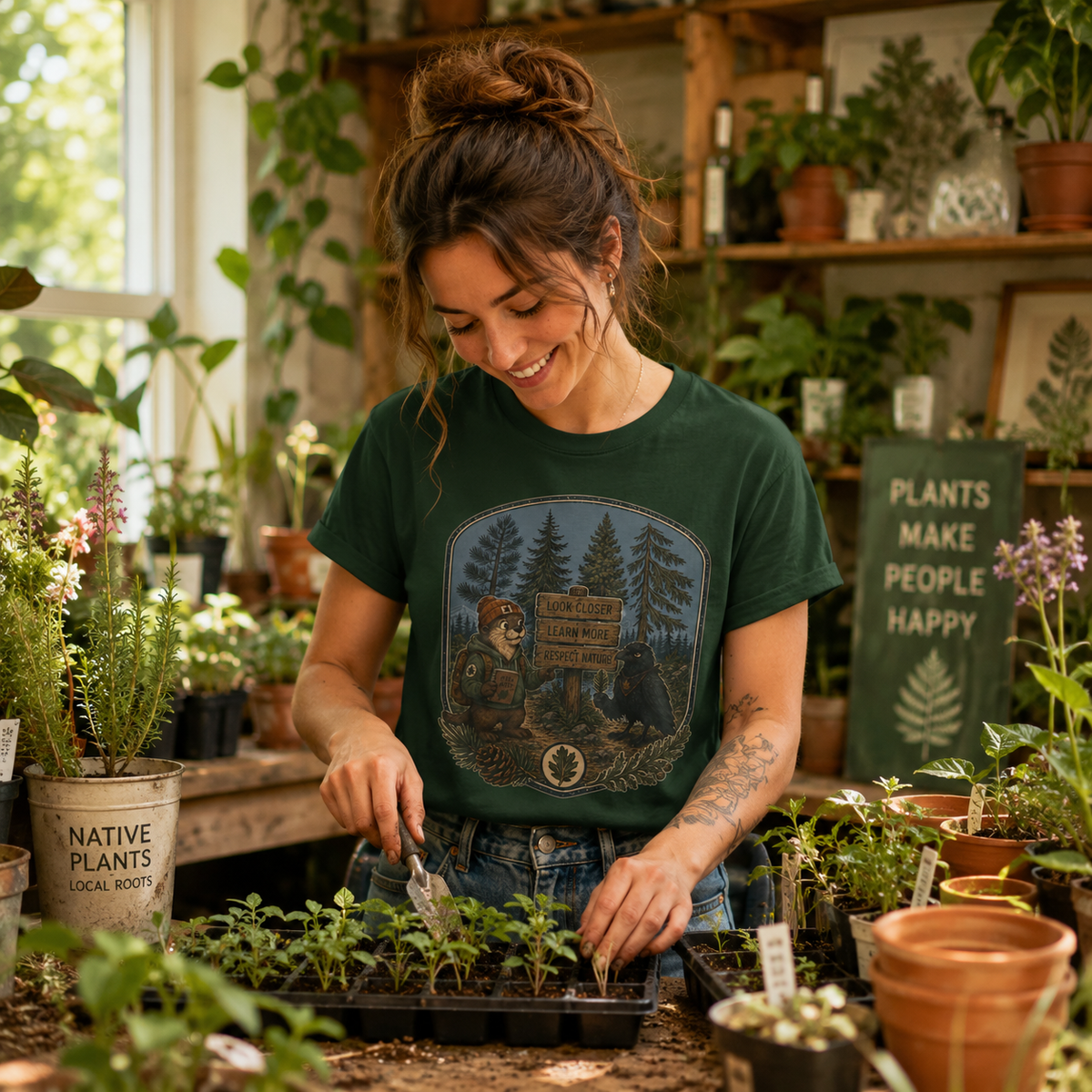 Look Closer, Learn More, Respect Nature T‑Shirt