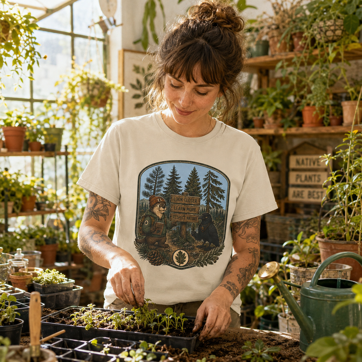 Look Closer, Learn More, Respect Nature T‑Shirt
