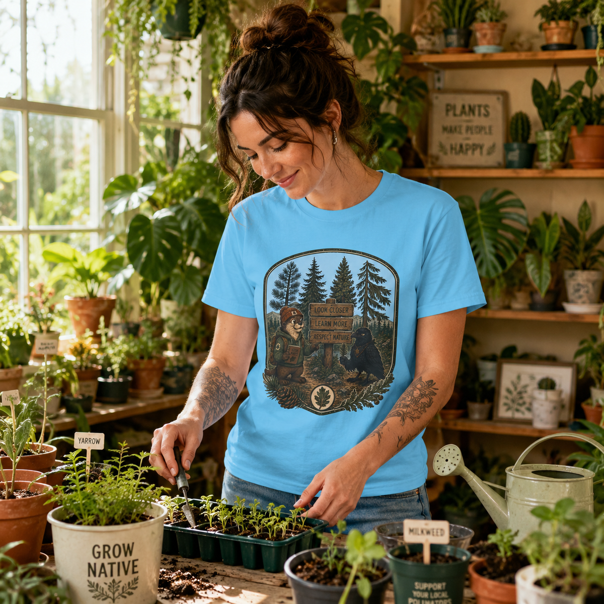 Look Closer, Learn More, Respect Nature T‑Shirt