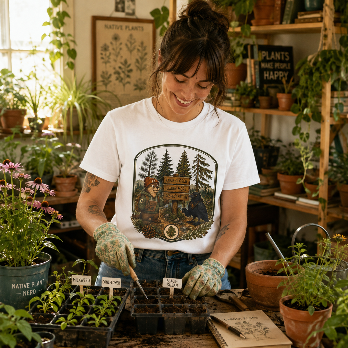 Look Closer, Learn More, Respect Nature T‑Shirt