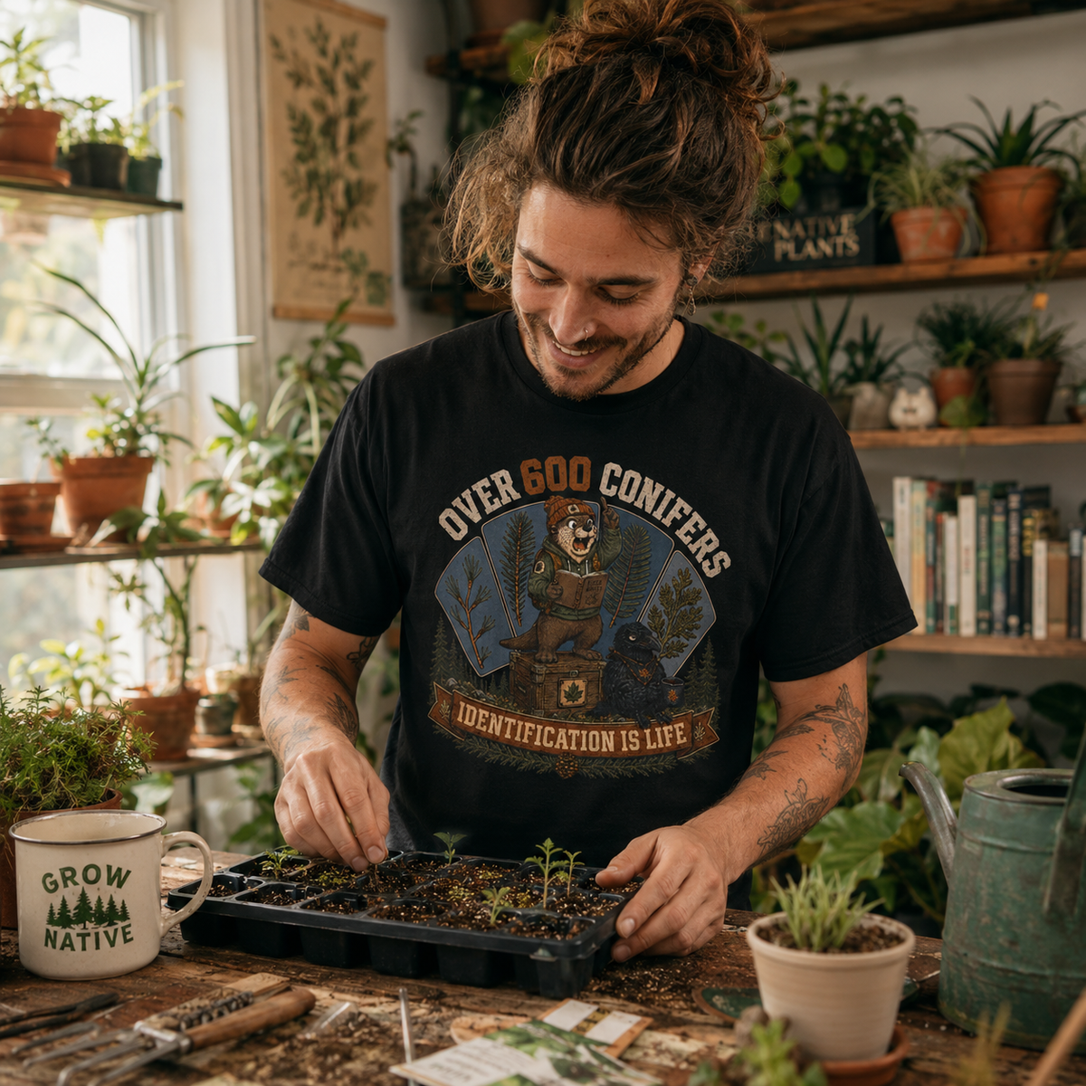 Over 600 Conifers, Identification is Life T‑Shirt