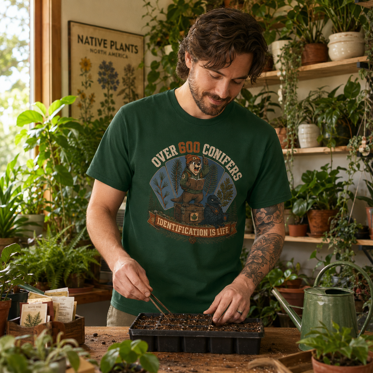 Over 600 Conifers, Identification is Life T‑Shirt