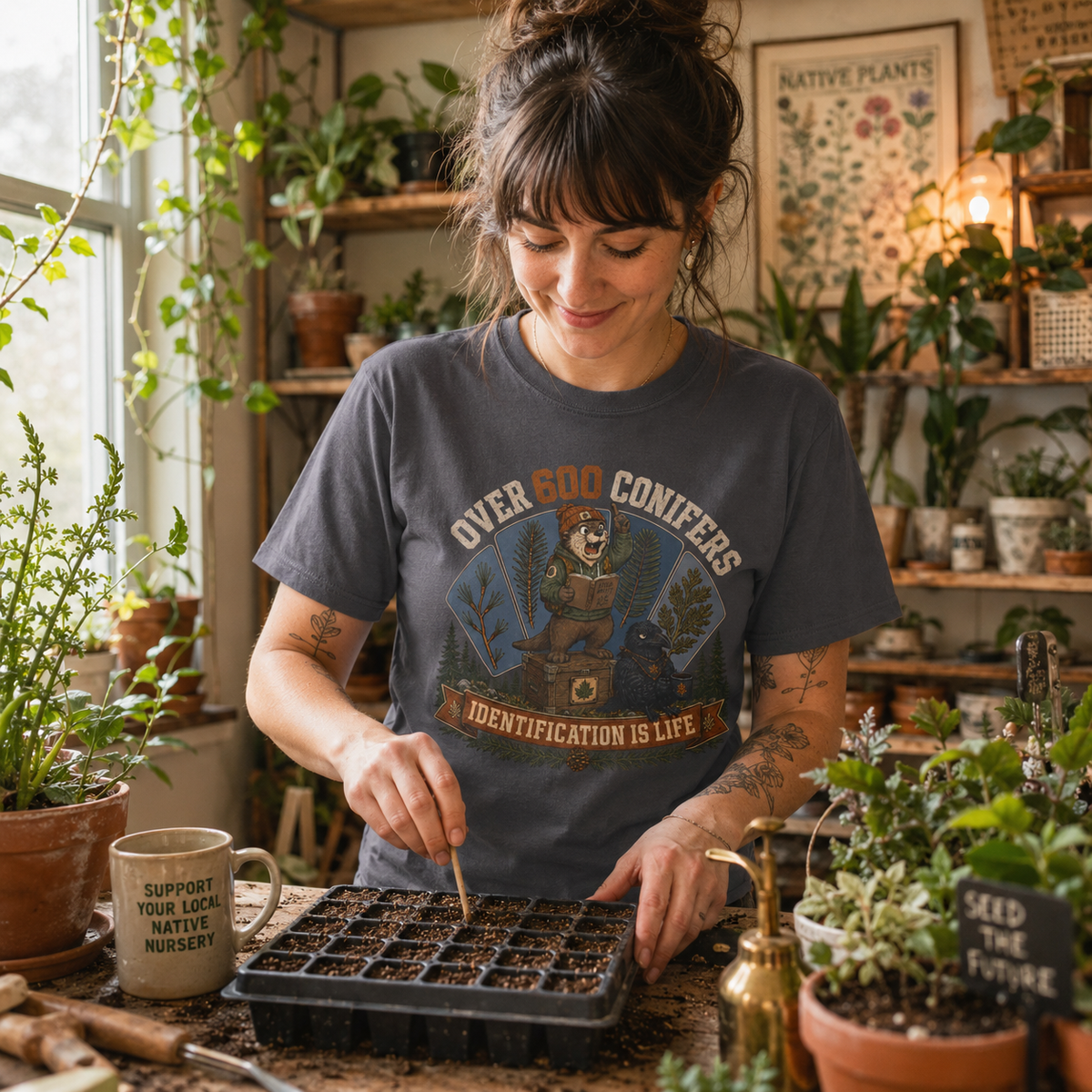 Over 600 Conifers, Identification is Life T‑Shirt