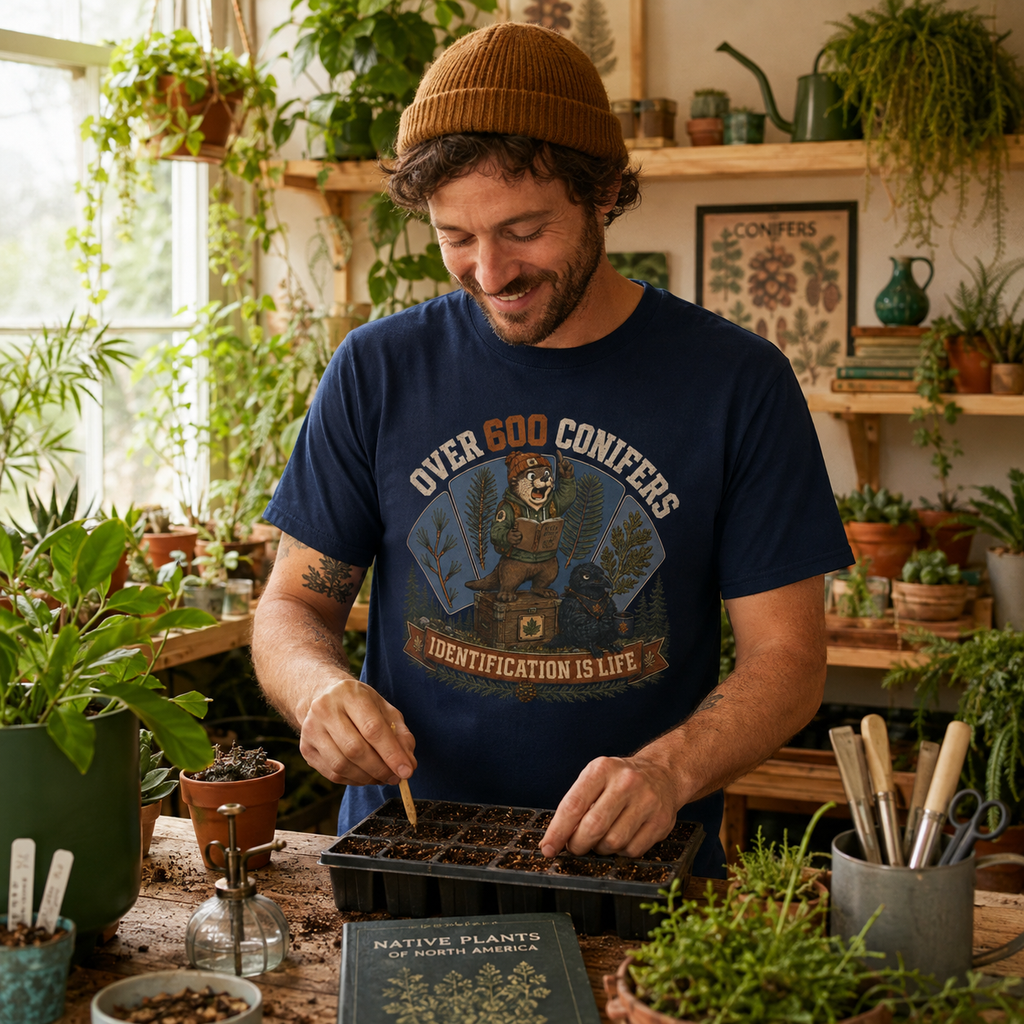 Over 600 Conifers, Identification is Life T‑Shirt