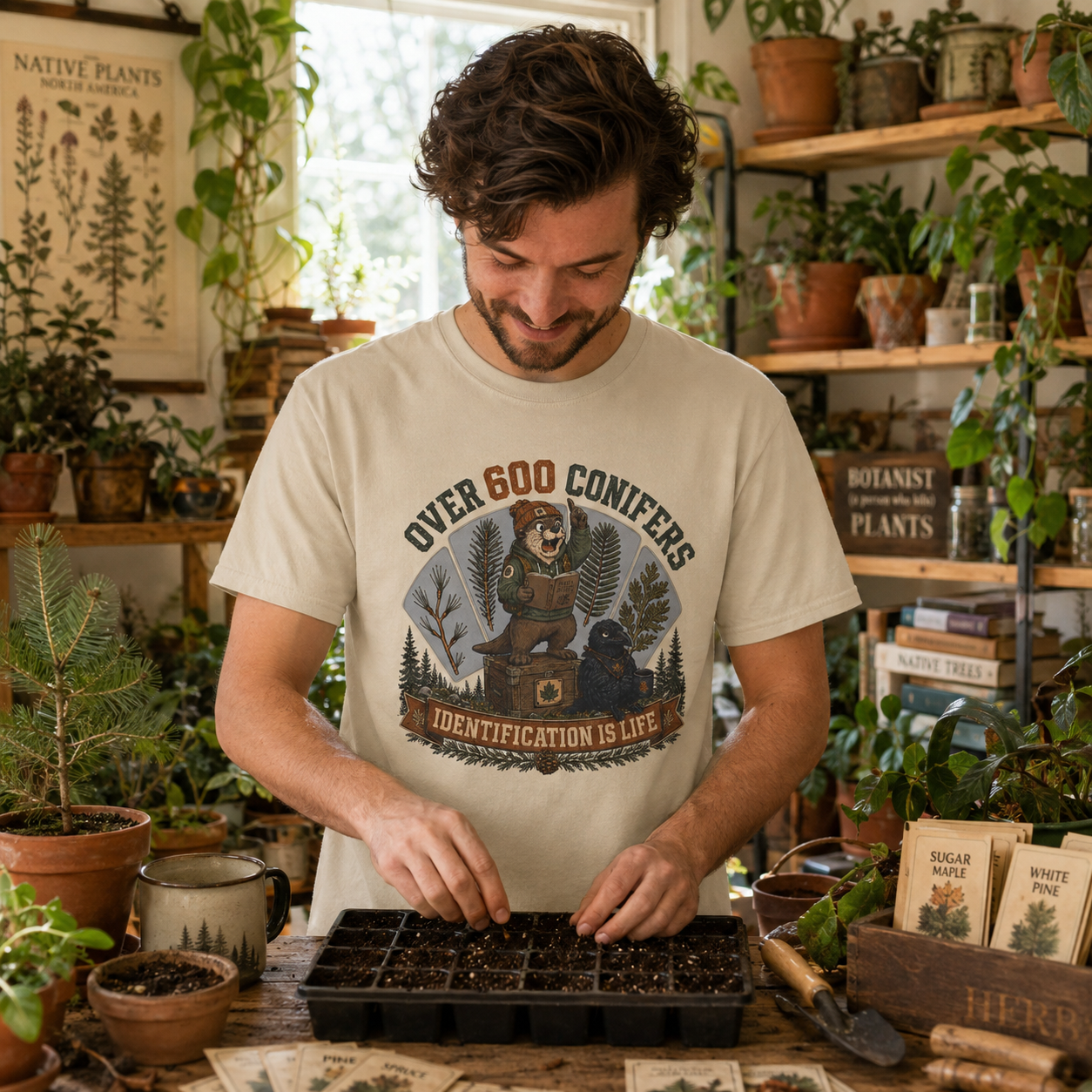 Over 600 Conifers, Identification is Life T‑Shirt