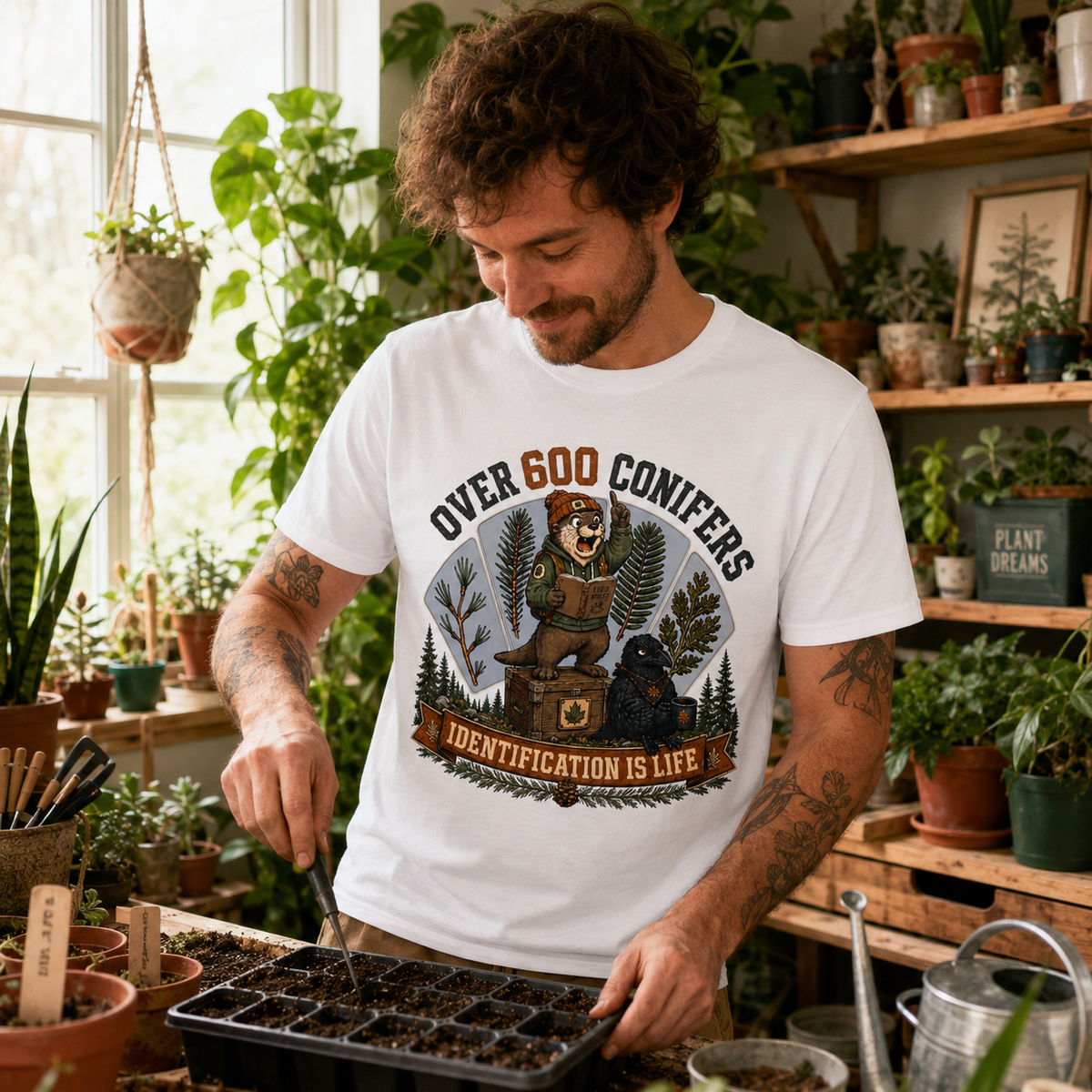 Over 600 Conifers, Identification is Life T‑Shirt