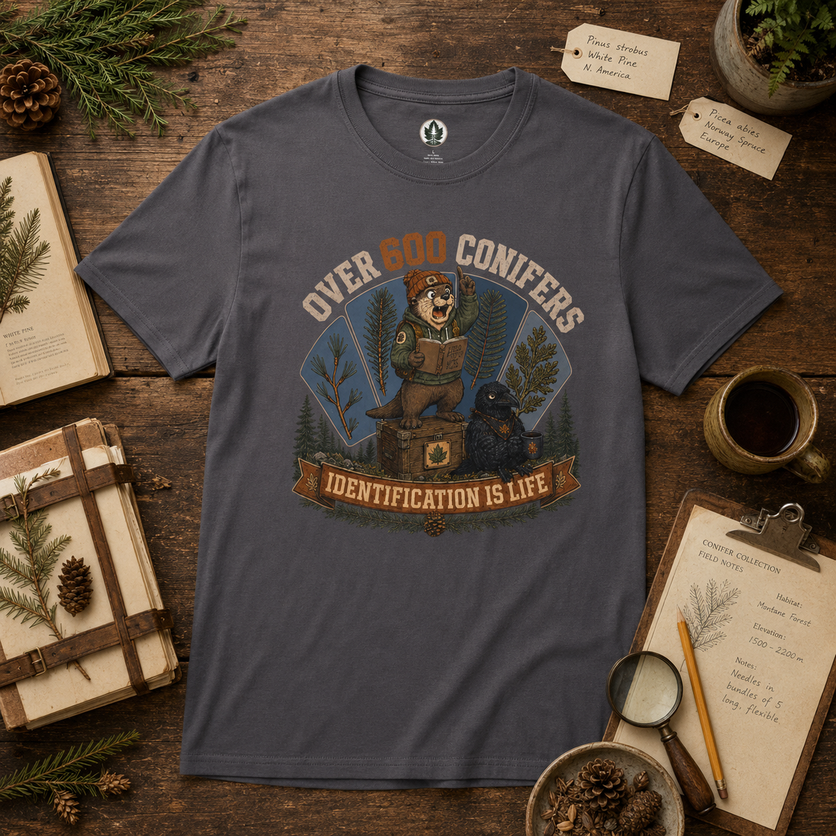 Over 600 Conifers, Identification is Life T‑Shirt