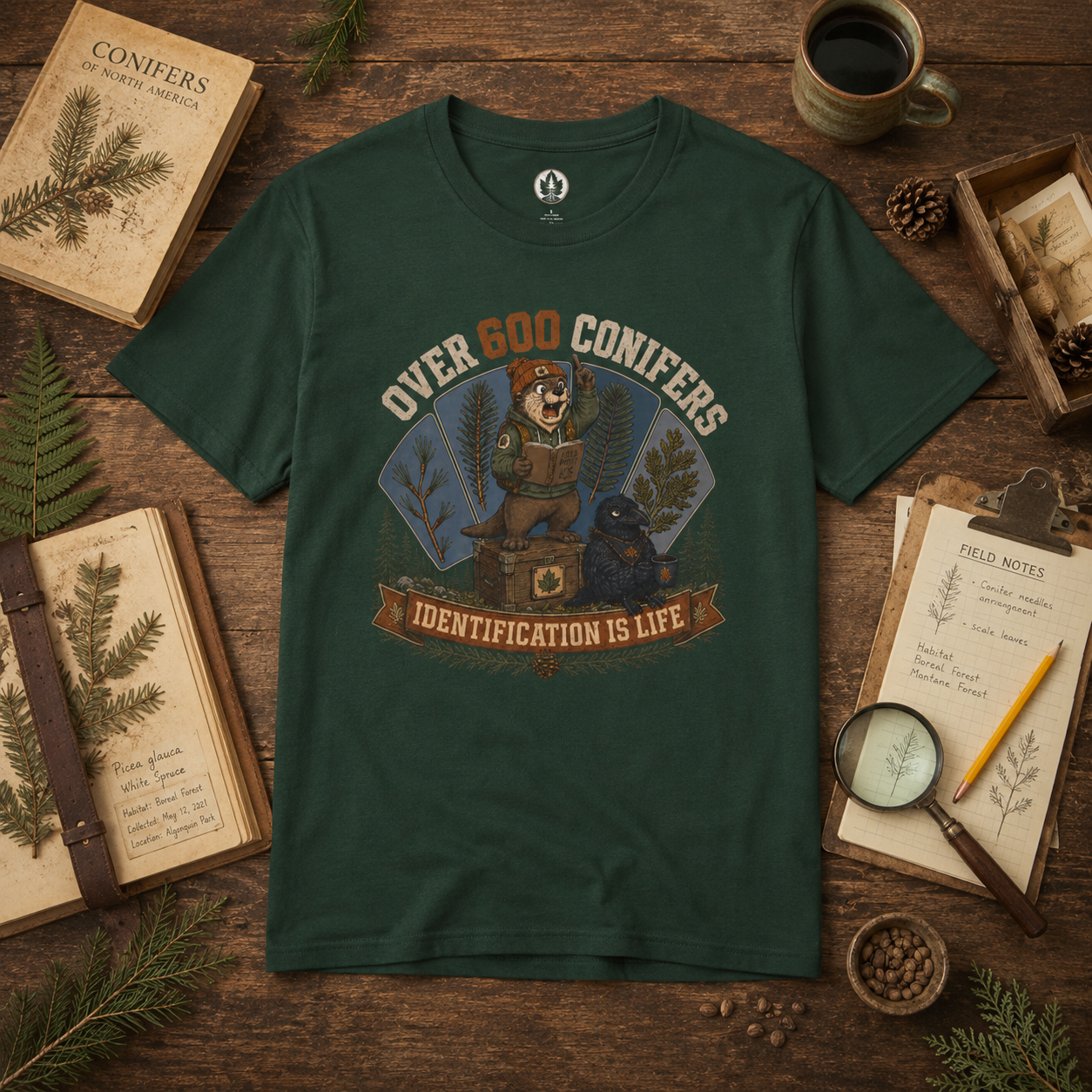 Over 600 Conifers, Identification is Life T‑Shirt
