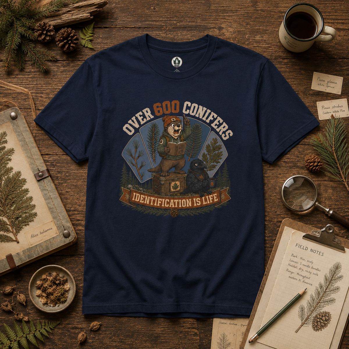 Over 600 Conifers, Identification is Life T‑Shirt