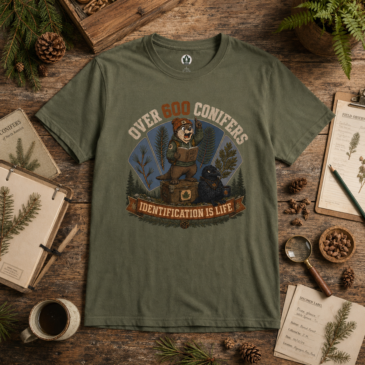 Over 600 Conifers, Identification is Life T‑Shirt