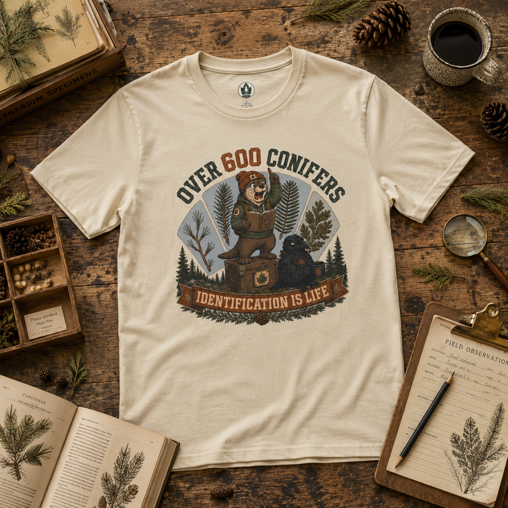Over 600 Conifers, Identification is Life T‑Shirt