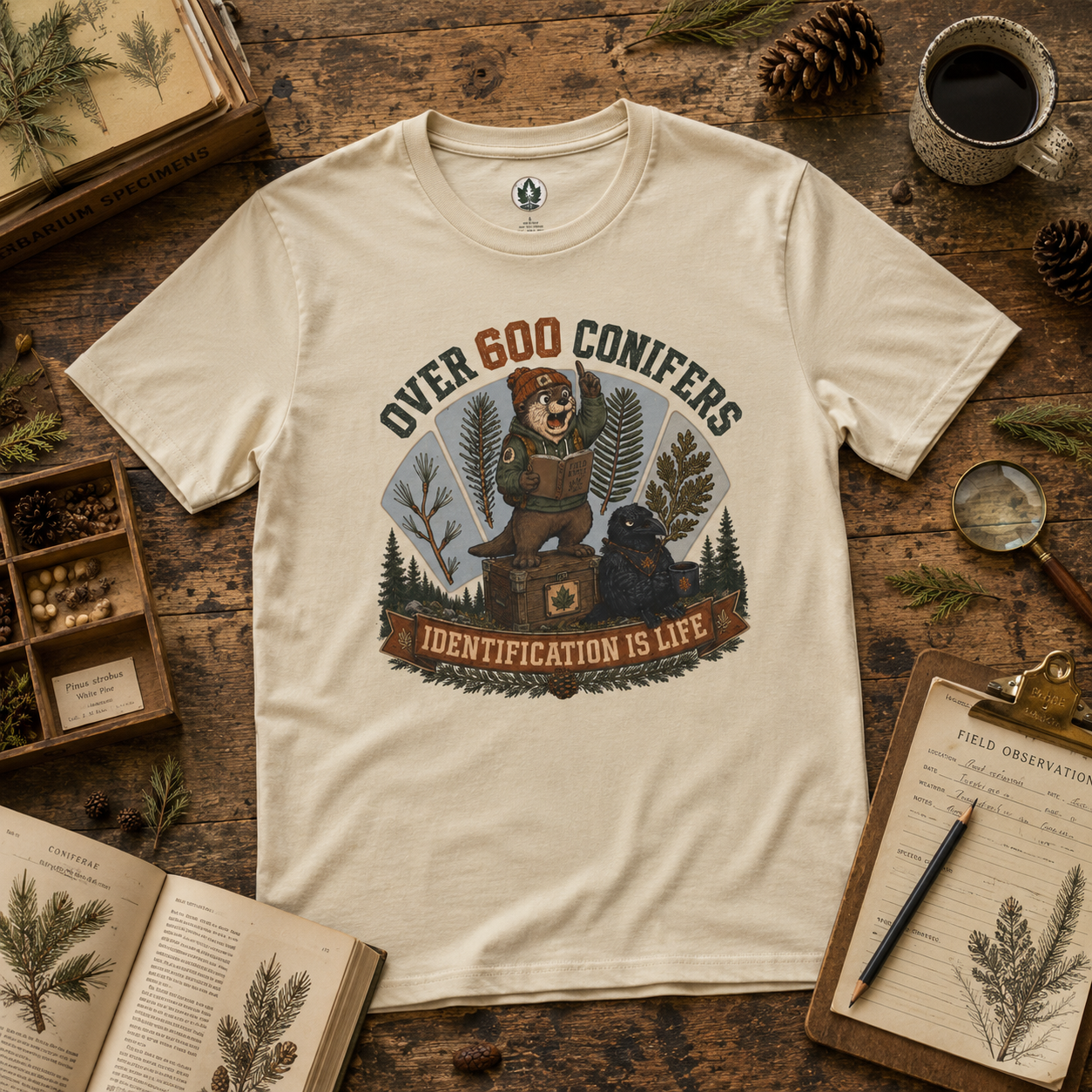 Over 600 Conifers, Identification is Life T‑Shirt