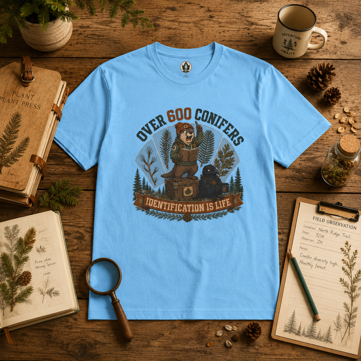 Over 600 Conifers, Identification is Life T‑Shirt