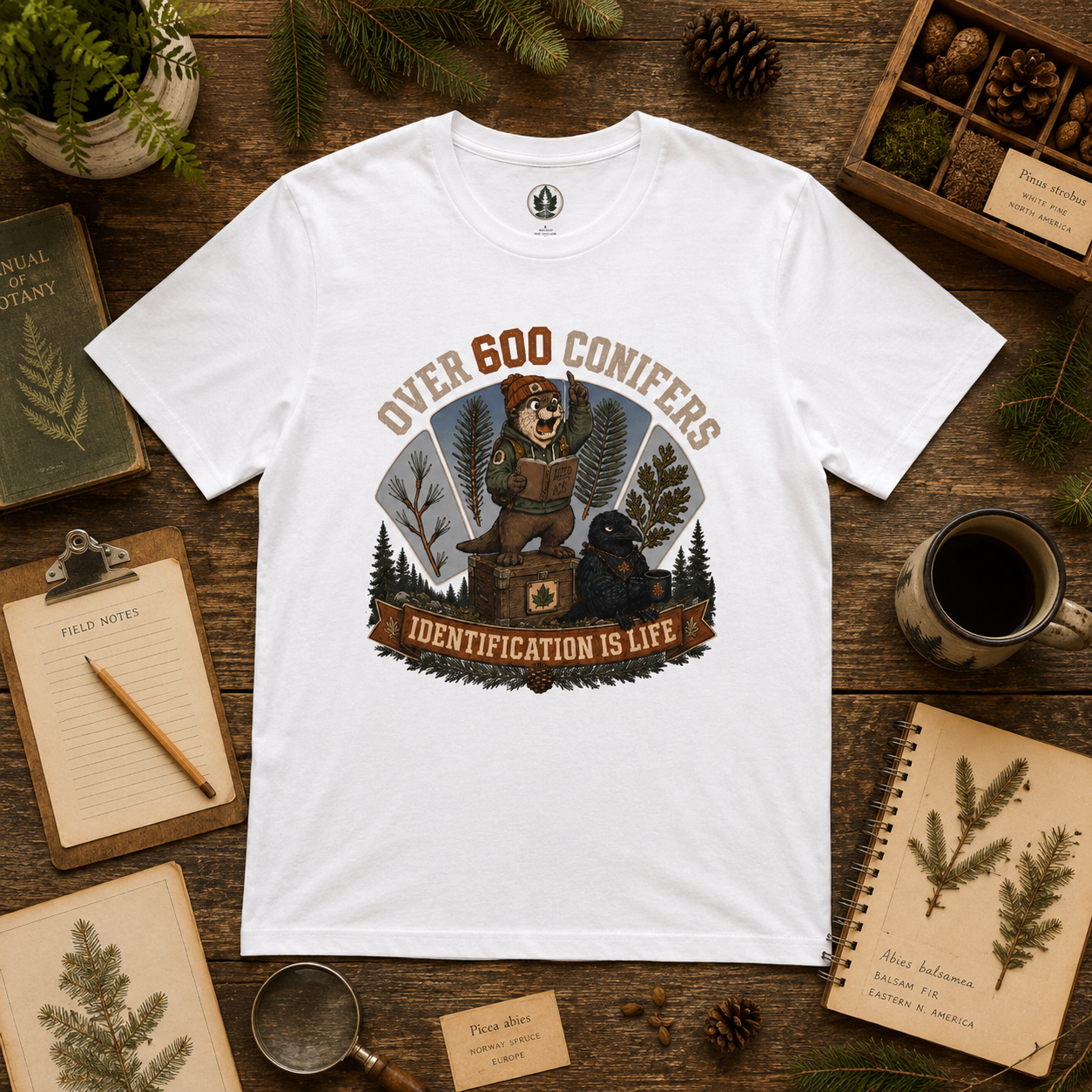 Over 600 Conifers, Identification is Life T‑Shirt