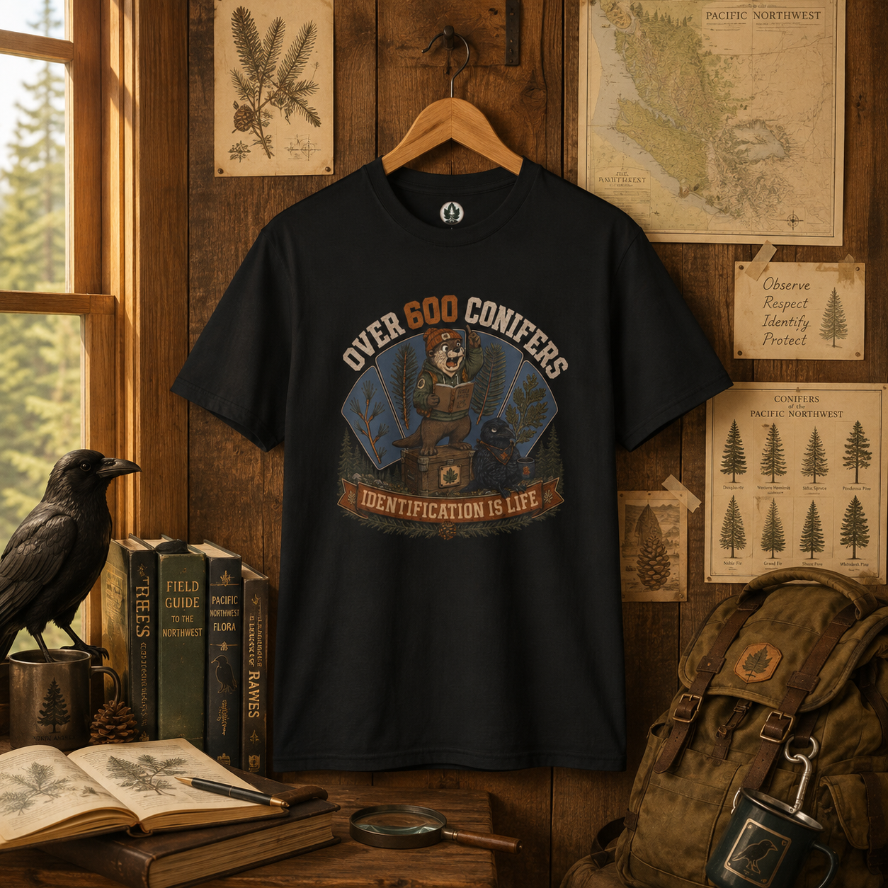 Over 600 Conifers, Identification is Life T‑Shirt
