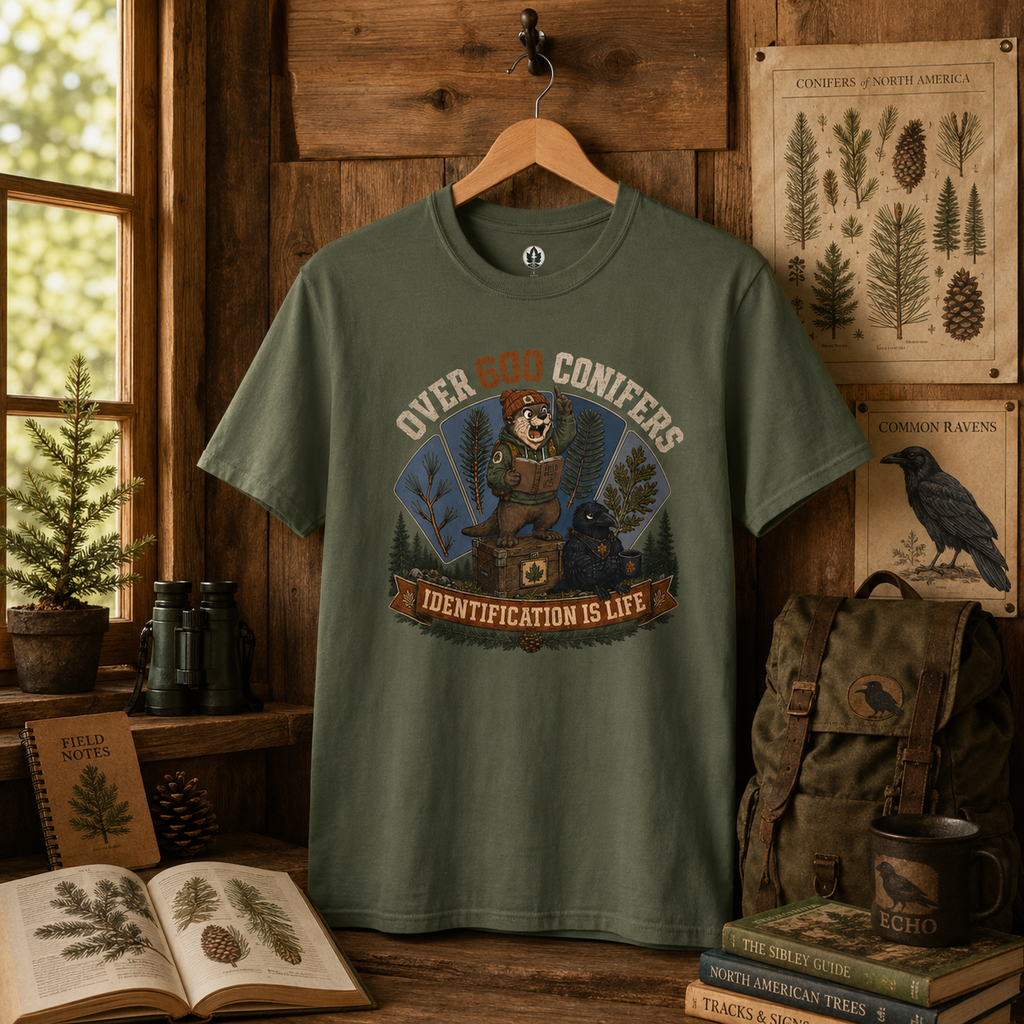 Over 600 Conifers, Identification is Life T‑Shirt