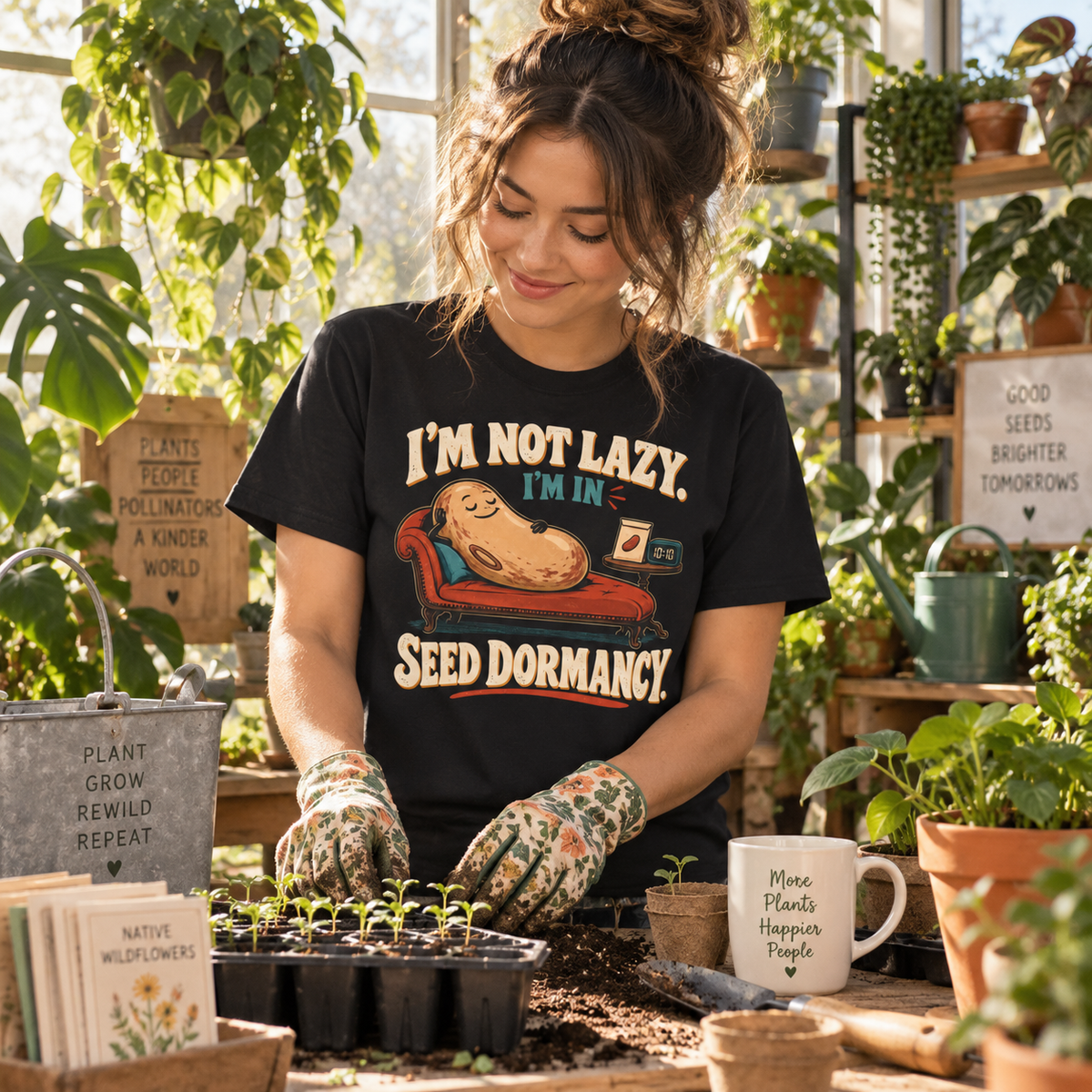 I'm Not Lazy, I'm in Seed Dormancy T‑Shirt