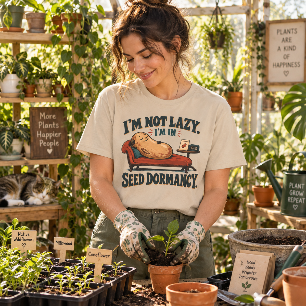 I'm Not Lazy, I'm in Seed Dormancy T‑Shirt