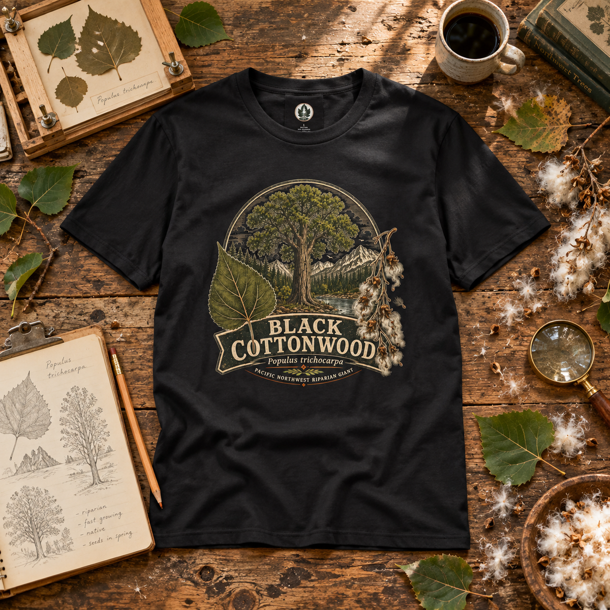 Black Cottonwood, Populus trichocarpa T‑Shirt