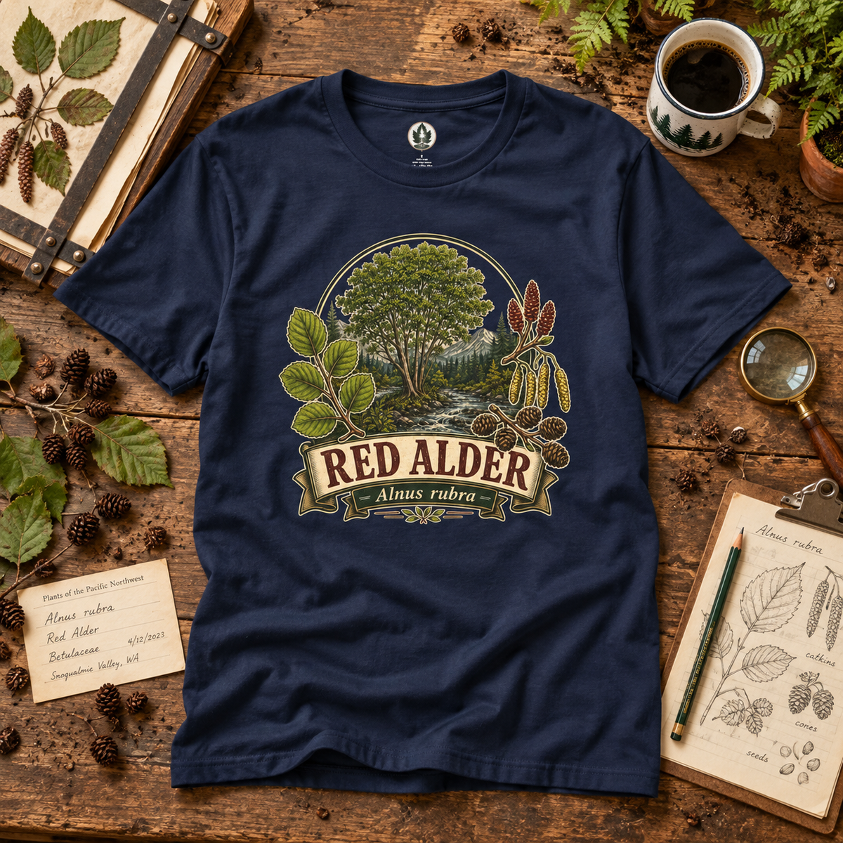 Red Alder, Alnus rubra T‑Shirt
