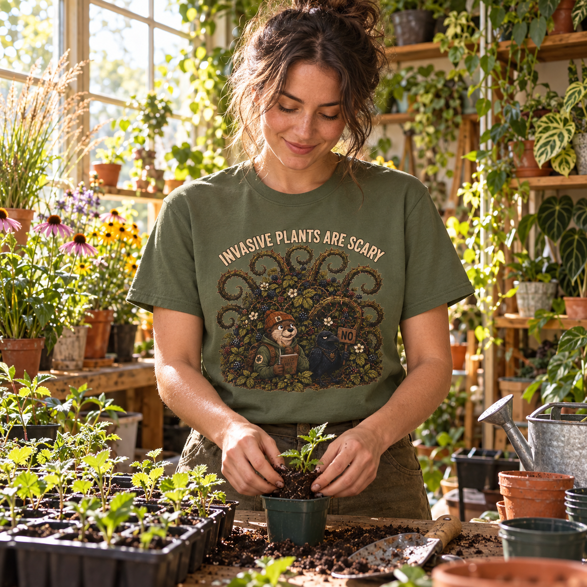 Invasive Plants are Scary Otto and Echo T‑Shirt