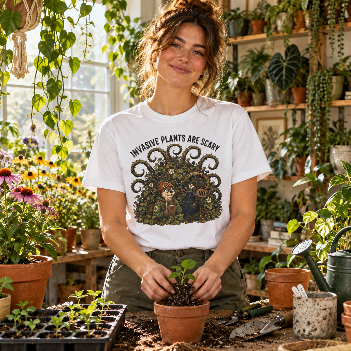 Invasive Plants are Scary Otto and Echo T‑Shirt
