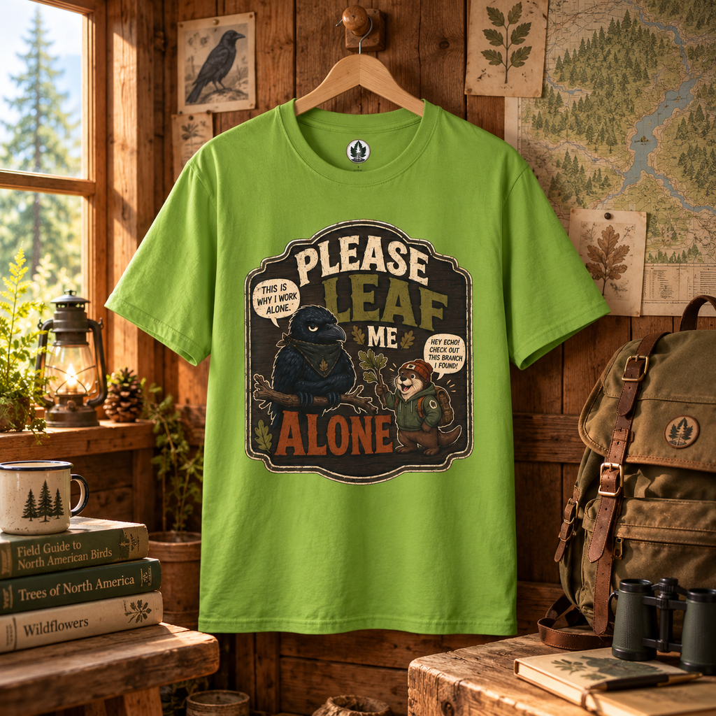 Please Leaf Me Alone (This is Why I Work Alone) Version 3 T‑Shirt