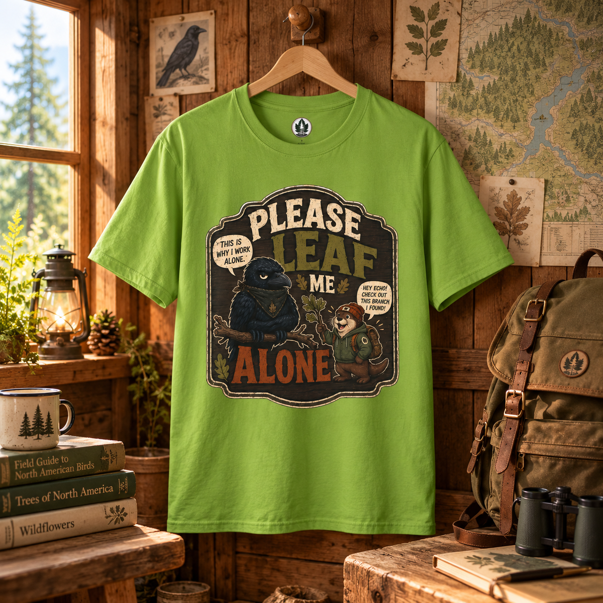 Please Leaf Me Alone (This is Why I Work Alone) Version 3 T‑Shirt