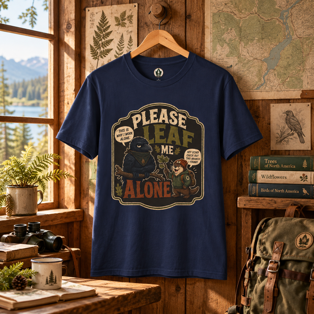 Please Leaf Me Alone (This is Why I Work Alone) Version 3 T‑Shirt