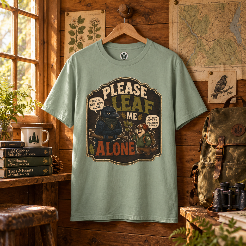 Please Leaf Me Alone (This is Why I Work Alone) Version 3 T‑Shirt