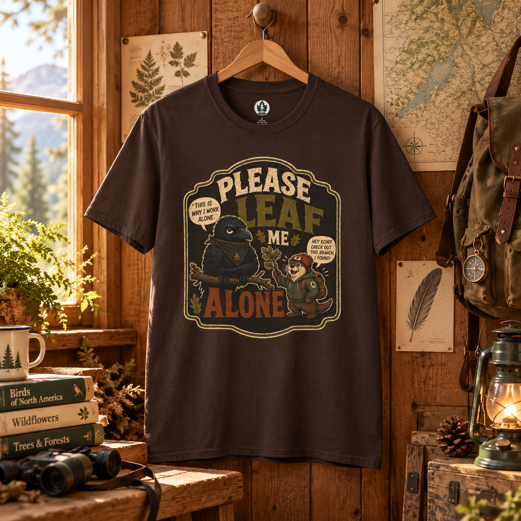 Please Leaf Me Alone (This is Why I Work Alone) Version 3 T‑Shirt