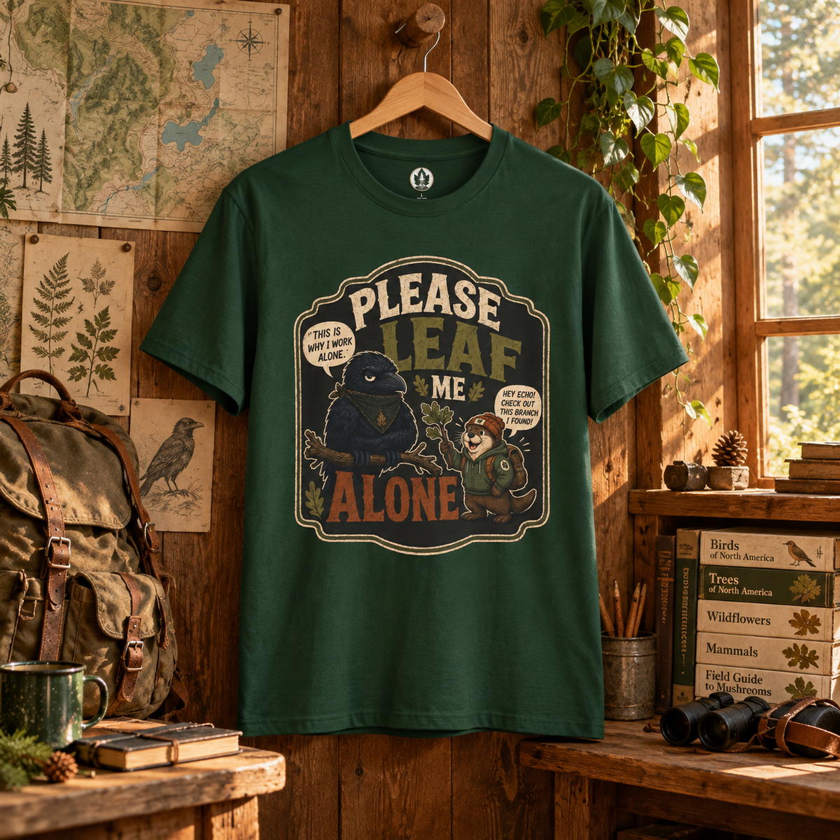 Please Leaf Me Alone (This is Why I Work Alone) Version 3 T‑Shirt