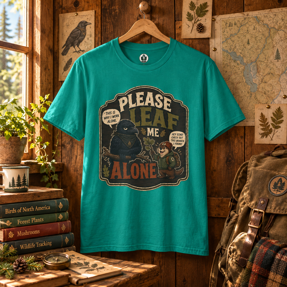 Please Leaf Me Alone (This is Why I Work Alone) Version 3 T‑Shirt