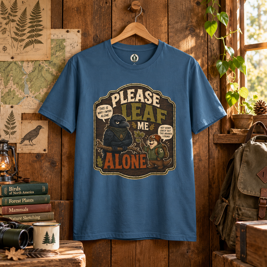 Please Leaf Me Alone (This is Why I Work Alone) Version 3 T‑Shirt