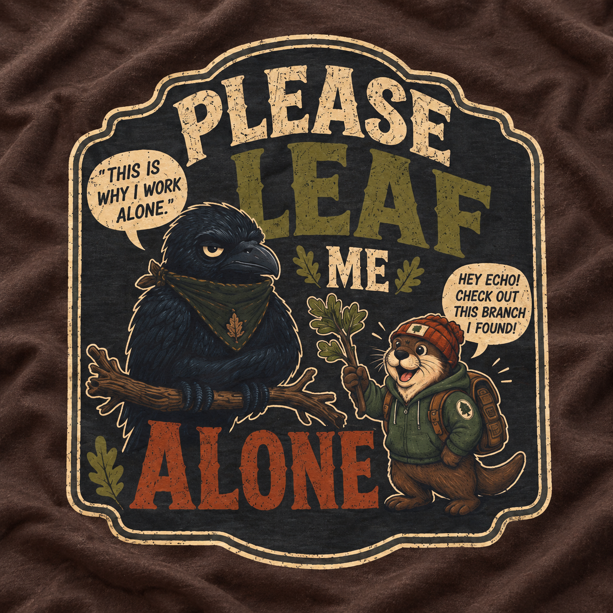 Please Leaf Me Alone (This is Why I Work Alone) Version 3 T‑Shirt