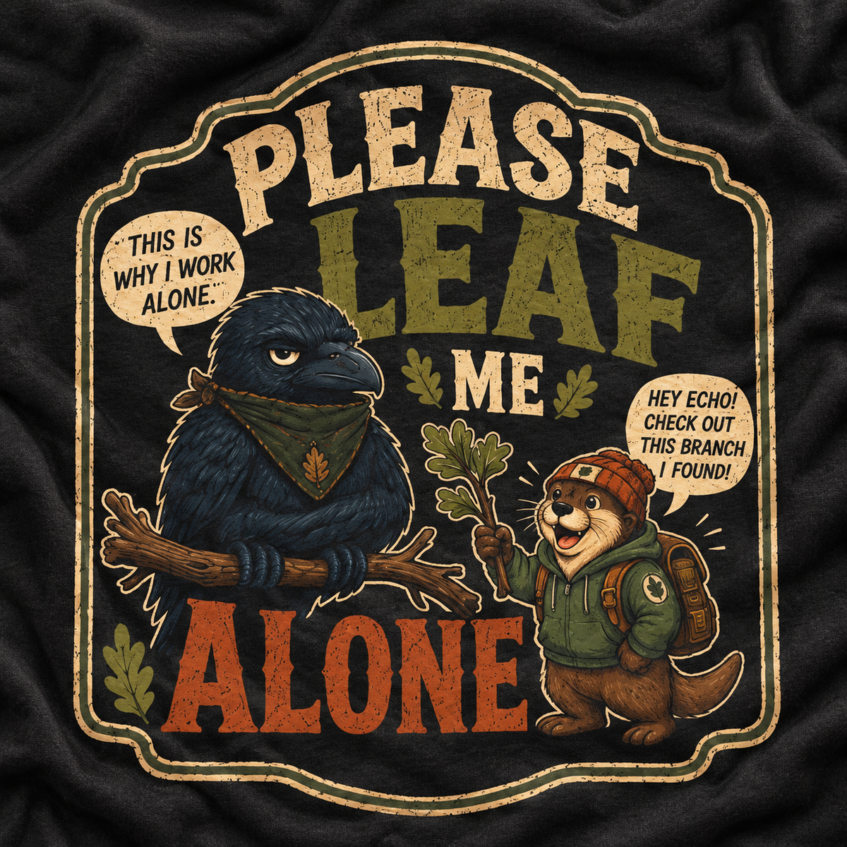 Please Leaf Me Alone (This is Why I Work Alone) Version 3 T‑Shirt